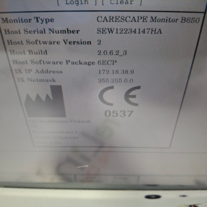 GE Healthcare Carescape B650 Patient Monitor