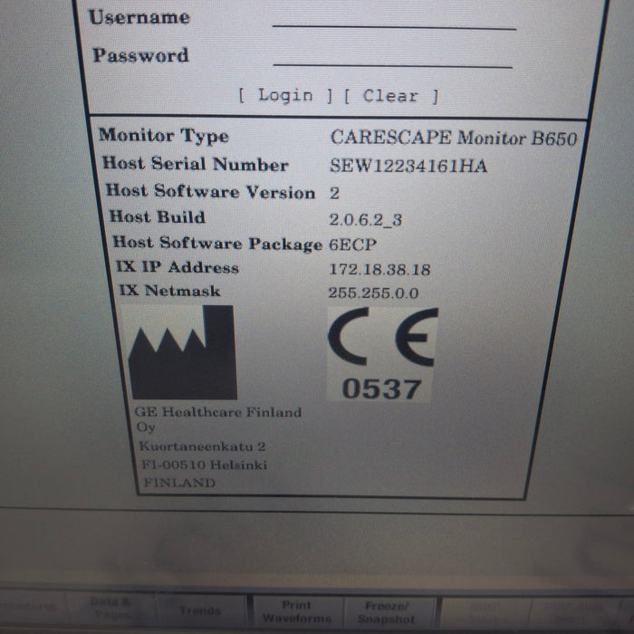 GE Healthcare Carescape B650 Patient Monitor