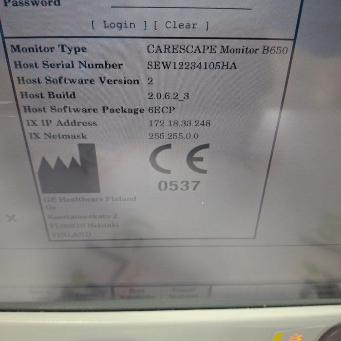 GE Healthcare Carescape B650 Patient Monitor