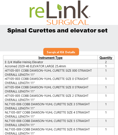 Spinal Curette and Elevator Set