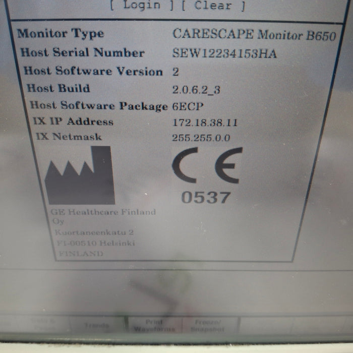 GE Healthcare Carescape B650 Patient Monitor