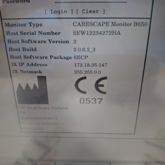 GE Healthcare Carescape B650 Patient Monitor