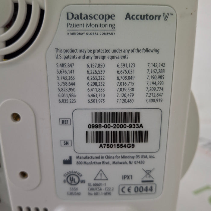 Mindray Datascope Accutorr V Vital Signs Monitor