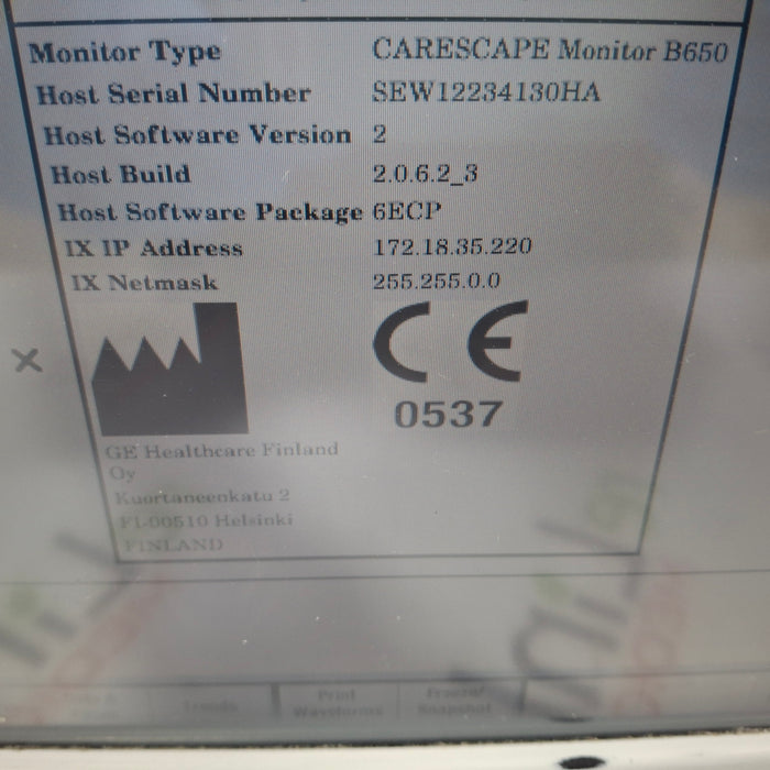 GE Healthcare Carescape B650 Patient Monitor