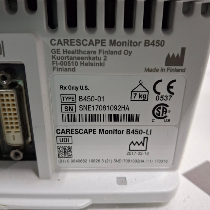 GE Healthcare Carescape B450 Patient Monitor