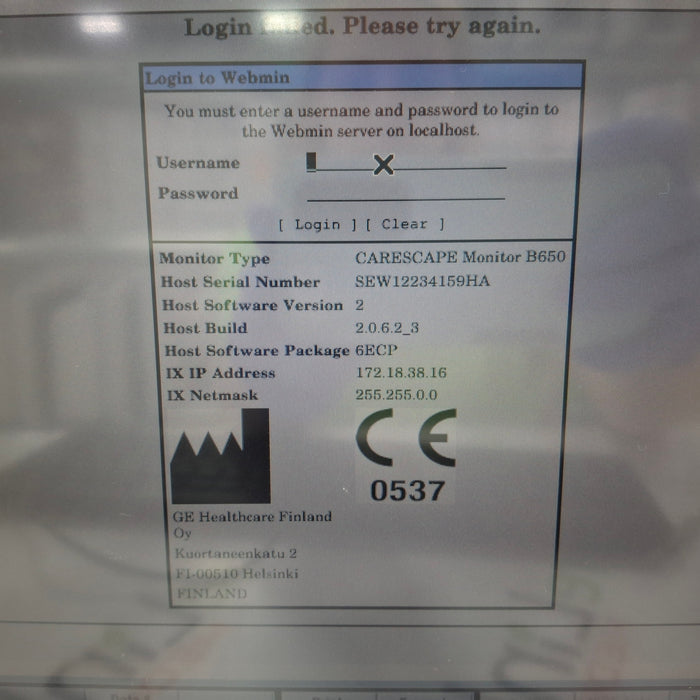 GE Healthcare Carescape B650 Patient Monitor