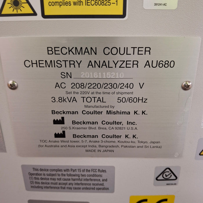 Olympus AU680 Clinical Chemistry Analyzer