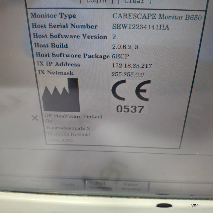 GE Healthcare Carescape B650 Patient Monitor