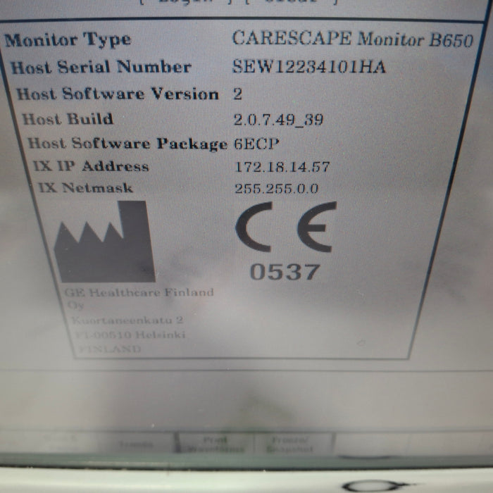 GE Healthcare Carescape B650 Patient Monitor