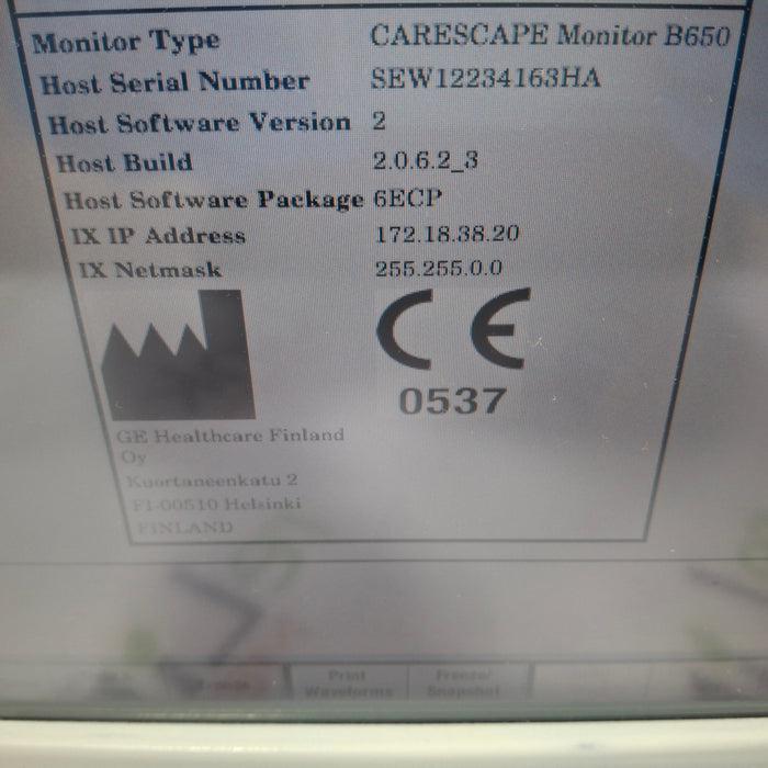GE Healthcare GE Healthcare Carescape B650 Patient Monitor Patient Monitors reLink Medical