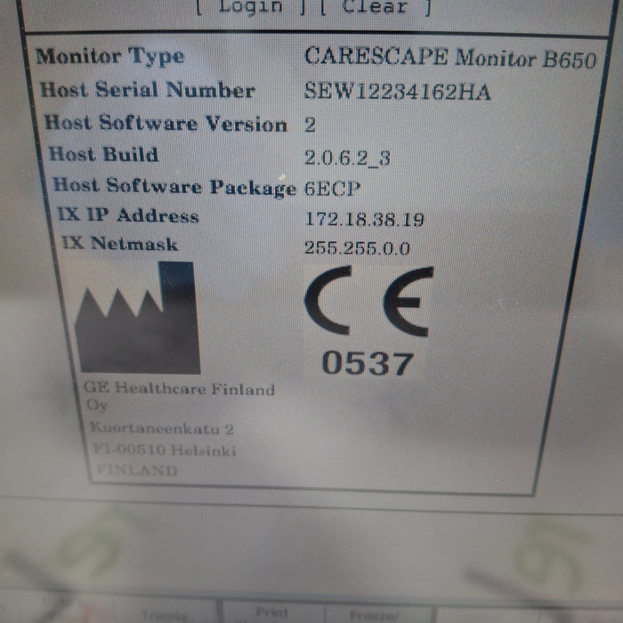 GE Healthcare Carescape B650 Patient Monitor