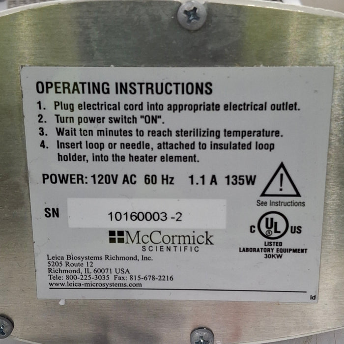 McCormick Scientific Bacti-Cinerator IV Heat Chamber