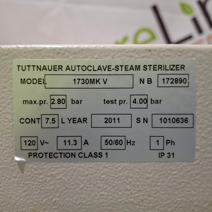 Tuttnauer Valueklave 1730 Autoclave Sterilizer