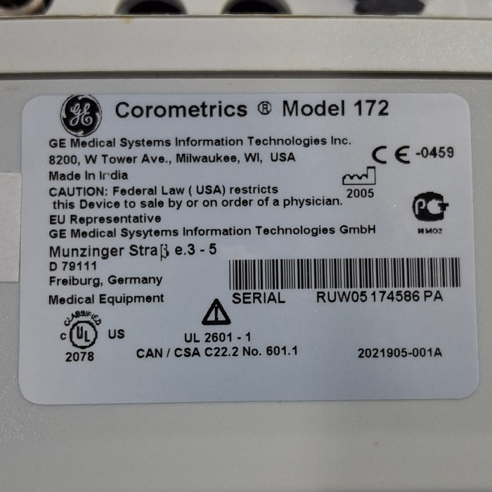 GE Healthcare Corometrics 170 Series Model 172 Fetal Monitor