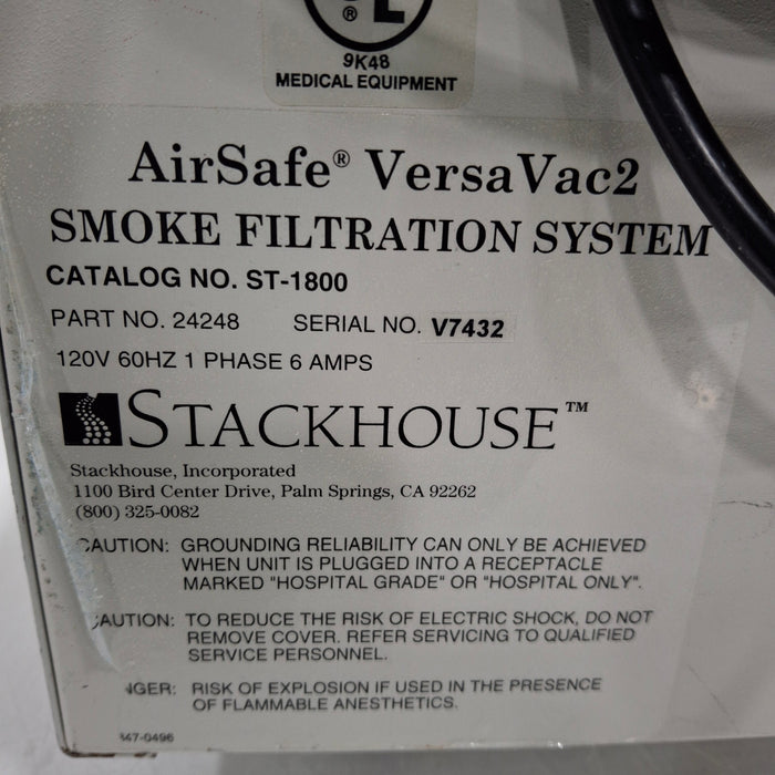 StackHouse AirSafe VersaVac2 Smoke Filtration System