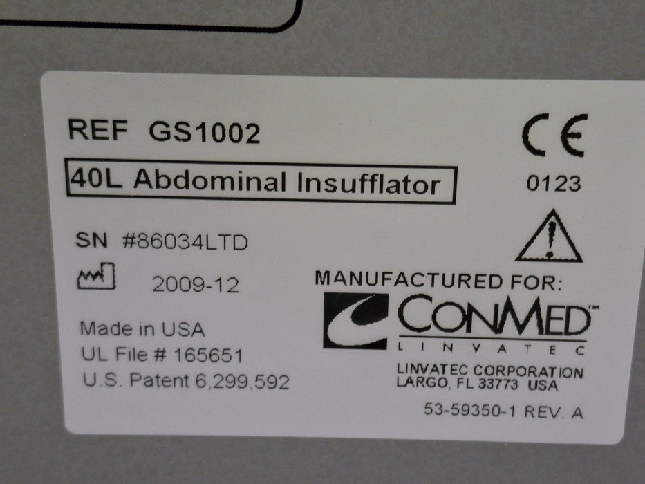 ConMed GS1002 40L Insufflator