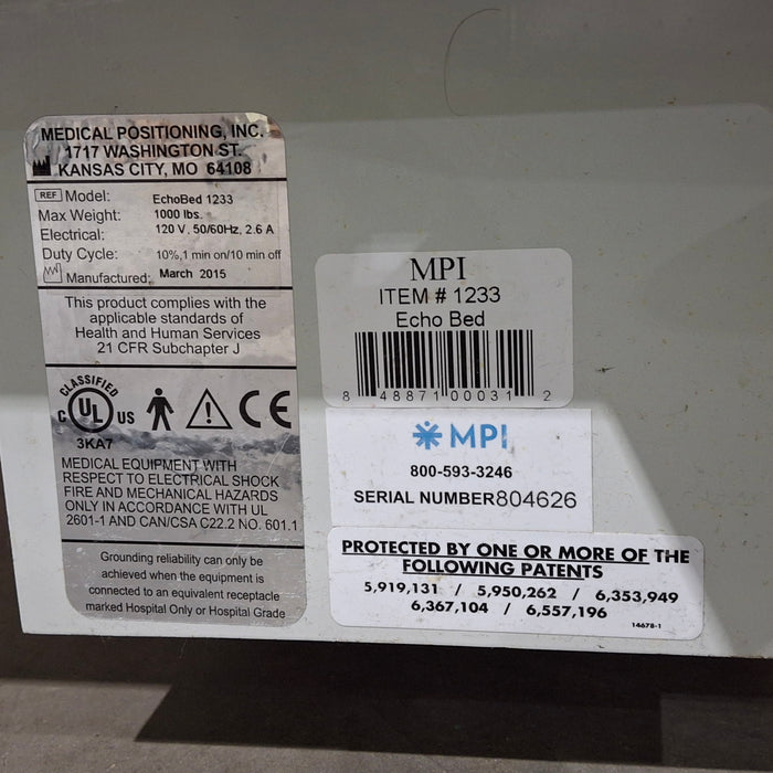 Medical Products, Inc. (MPI) Model 1233 Ultrasound Table