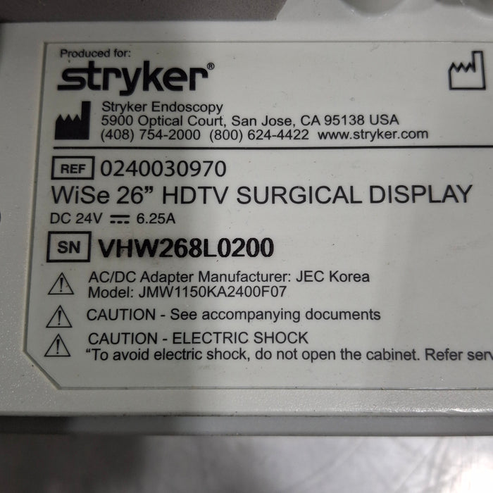 Stryker WiSe 26" HDTV Surgical Display 240-030-970 Monitor