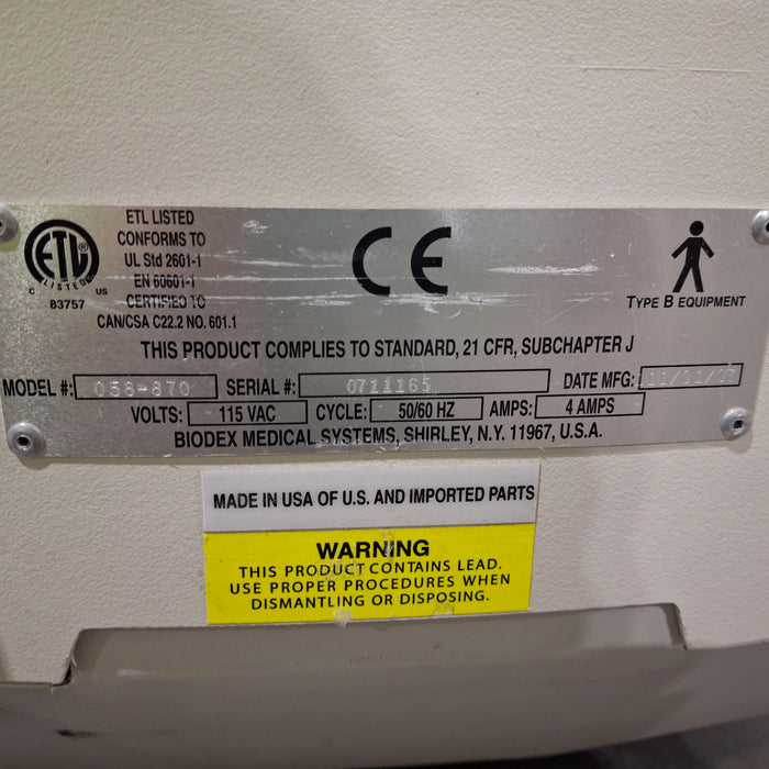 Biodex 058-870 Pain Management C-Arm Table