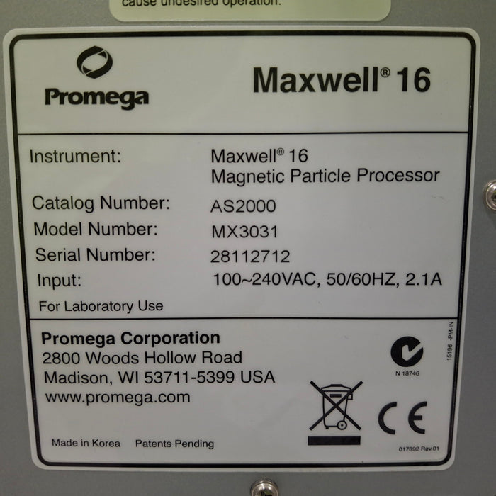 Promega Maxwell 16 Magnetic Particle Processor