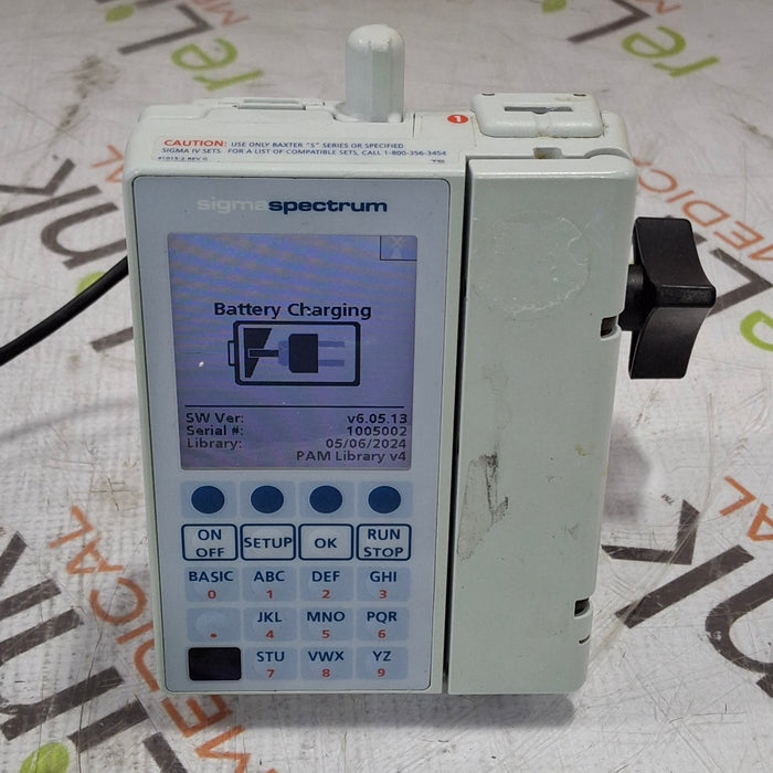 Baxter Baxter Sigma Spectrum 6.05.13 with B/G Battery Infusion Pump Infusion Pump reLink Medical