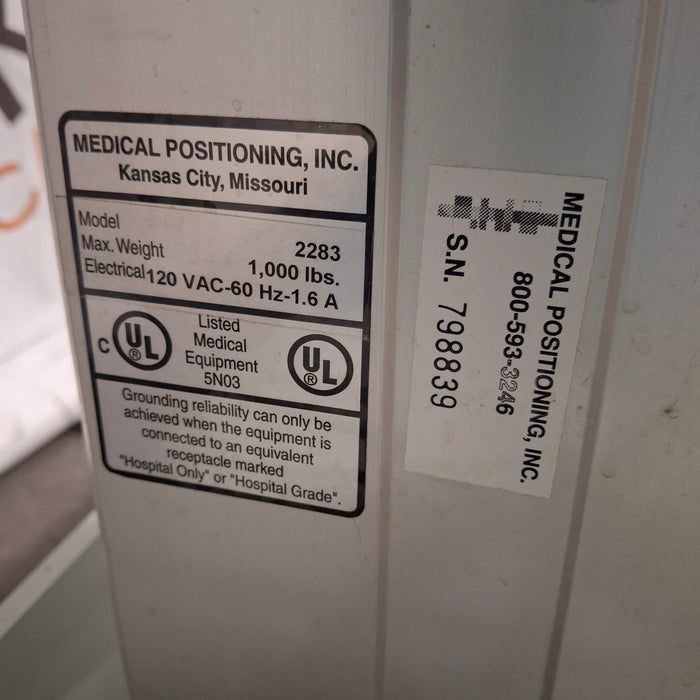 Medical Positioning, Inc. 2283 Ultrasound Echo Table