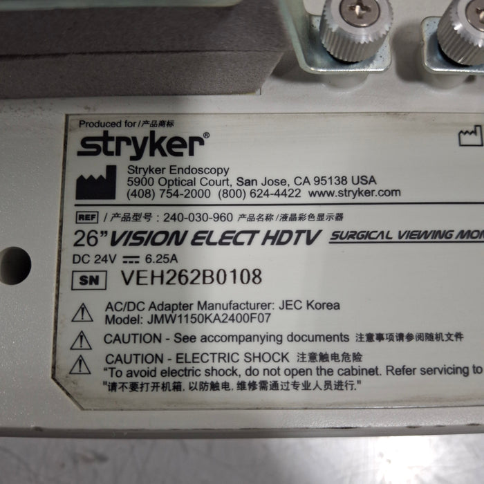 Stryker 26" Vision Elect HD Flat Panel Monitor