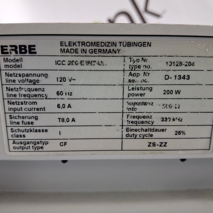 Erbe ICC 200 Electrosurgical Unit