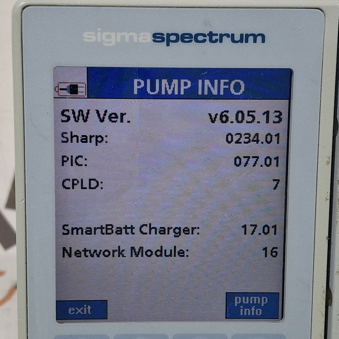 Baxter Sigma Spectrum 6.05.13 with B/G Battery Infusion Pump