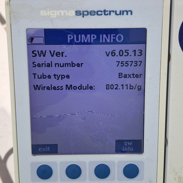 Baxter Sigma Spectrum 6.05.13 with B/G Battery Infusion Pump