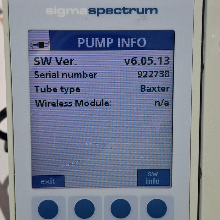 Baxter Sigma Spectrum 6.05.13 with A/B/G/N Battery Infusion Pump