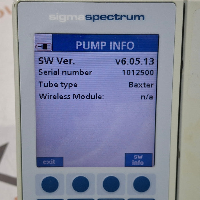 Baxter Sigma Spectrum 6.05.13 with B/G Battery Infusion Pump