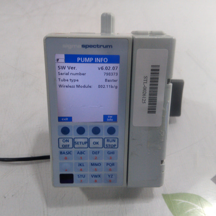 Baxter Sigma Spectrum 6.02.07 with B/G Battery Infusion Pump