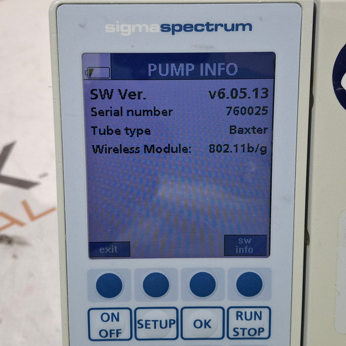 Baxter Sigma Spectrum 6.05.13 with B/G Battery Infusion Pump