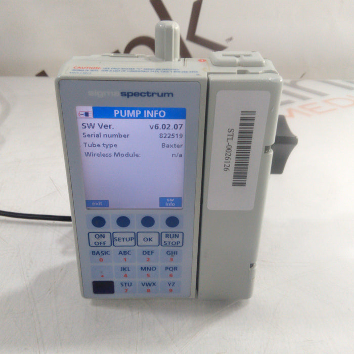 Baxter Sigma Spectrum 6.02.07 with B/G Battery Infusion Pump