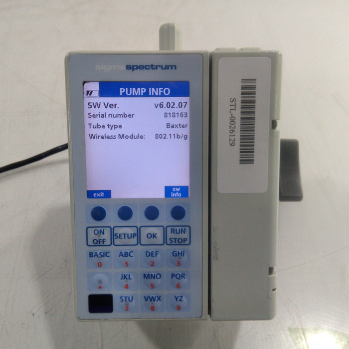 Baxter Sigma Spectrum 6.02.07 with B/G Battery Infusion Pump