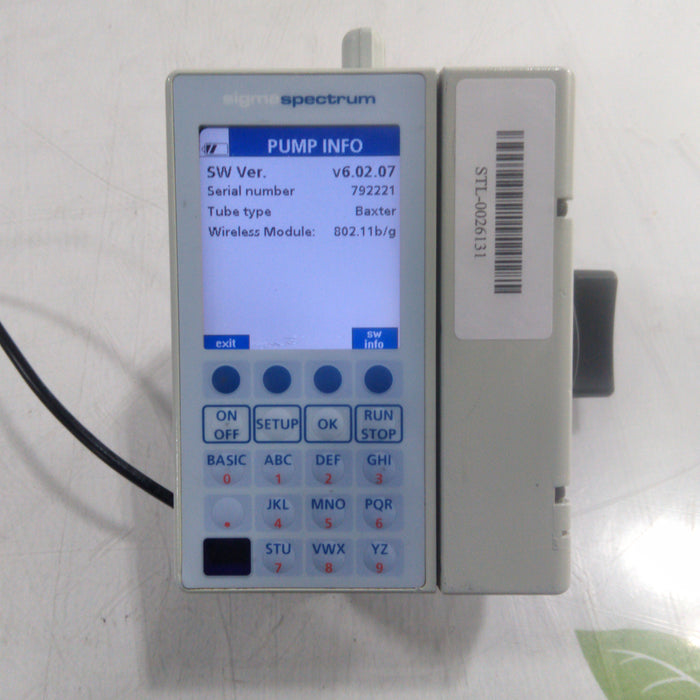 Baxter Sigma Spectrum 6.02.07 with B/G Battery Infusion Pump