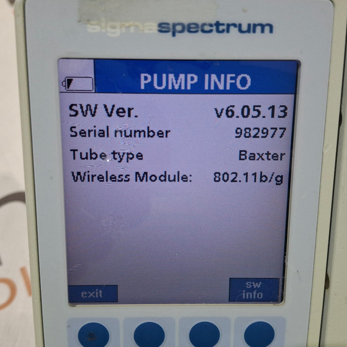 Baxter Sigma Spectrum 6.05.13 with B/G Battery Infusion Pump