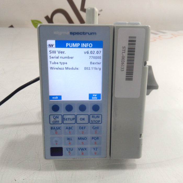 Baxter Sigma Spectrum 6.02.07 with B/G Battery Infusion Pump