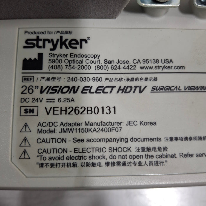 Stryker Stryker WiSe 26" HDTV Surgical Display 240-030-960 Monitor Rigid Endoscopy reLink Medical