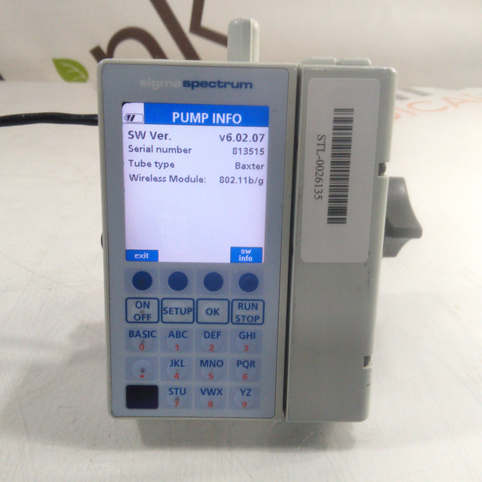 Baxter Sigma Spectrum 6.02.07 with B/G Battery Infusion Pump