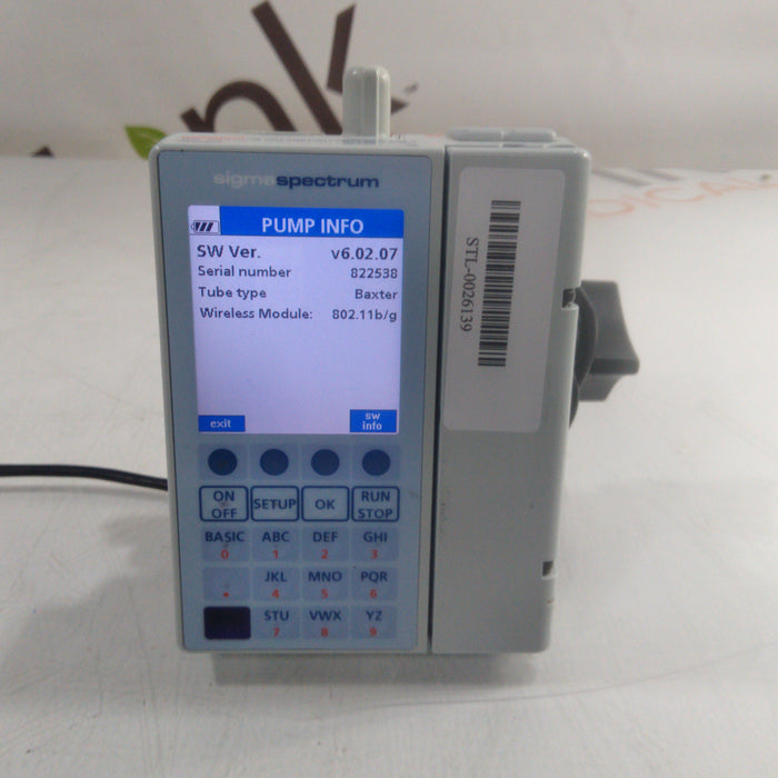 Baxter Sigma Spectrum 6.02.07 with B/G Battery Infusion Pump