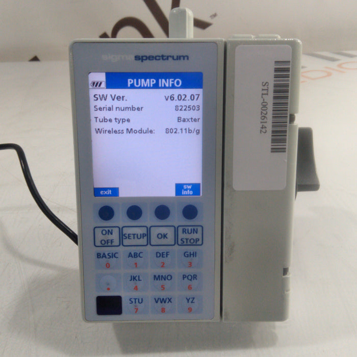 Baxter Sigma Spectrum 6.02.07 with B/G Battery Infusion Pump