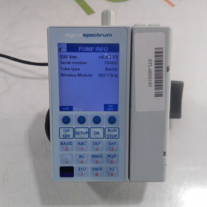 Baxter Sigma Spectrum 6.05.13 with B/G Battery Infusion Pump