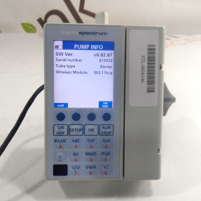 Baxter Sigma Spectrum 6.02.07 with B/G Battery Infusion Pump