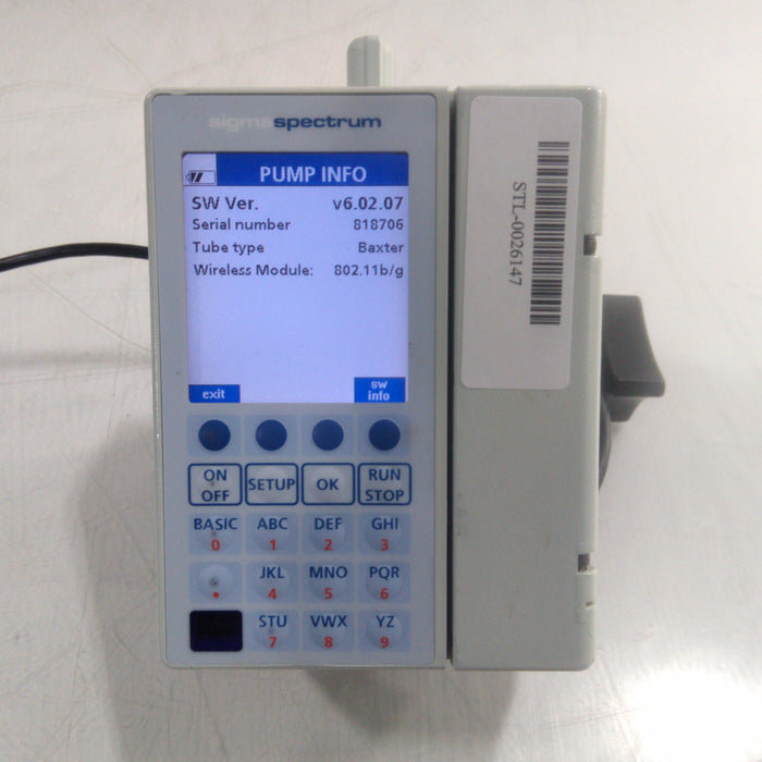 Baxter Sigma Spectrum 6.02.07 with B/G Battery Infusion Pump