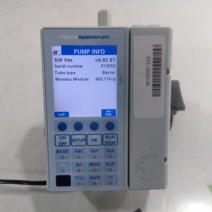 Baxter Sigma Spectrum 6.02.07 with B/G Battery Infusion Pump