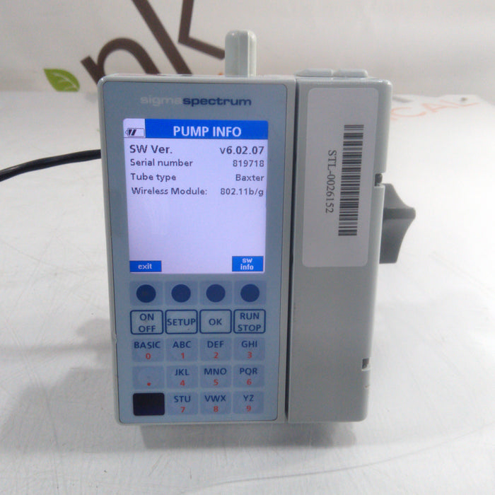 Baxter Sigma Spectrum 6.02.07 with B/G Battery Infusion Pump