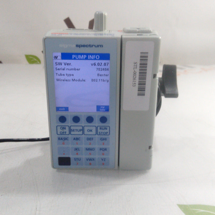 Baxter Sigma Spectrum 6.02.07 with B/G Battery Infusion Pump