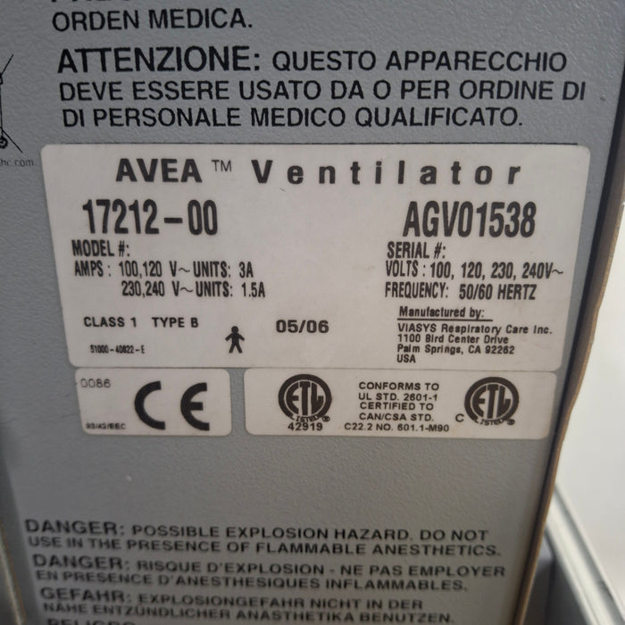 CareFusion CareFusion Avea Ventilator Respiratory reLink Medical